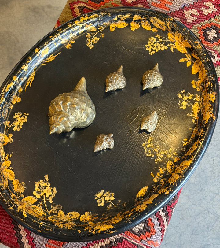 Victorian Large Oval Lacquered Papier-Mâché Serving Tray, Circa 1860