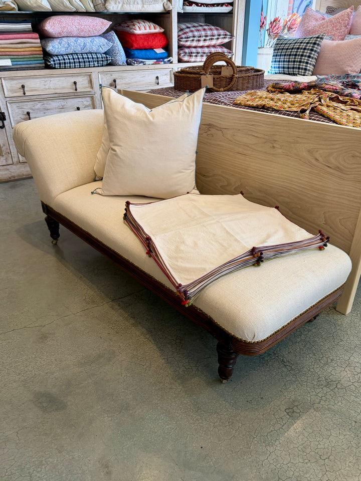 1920's  Chaise Lounge with Carved Walnut Base, Newly Upholstered