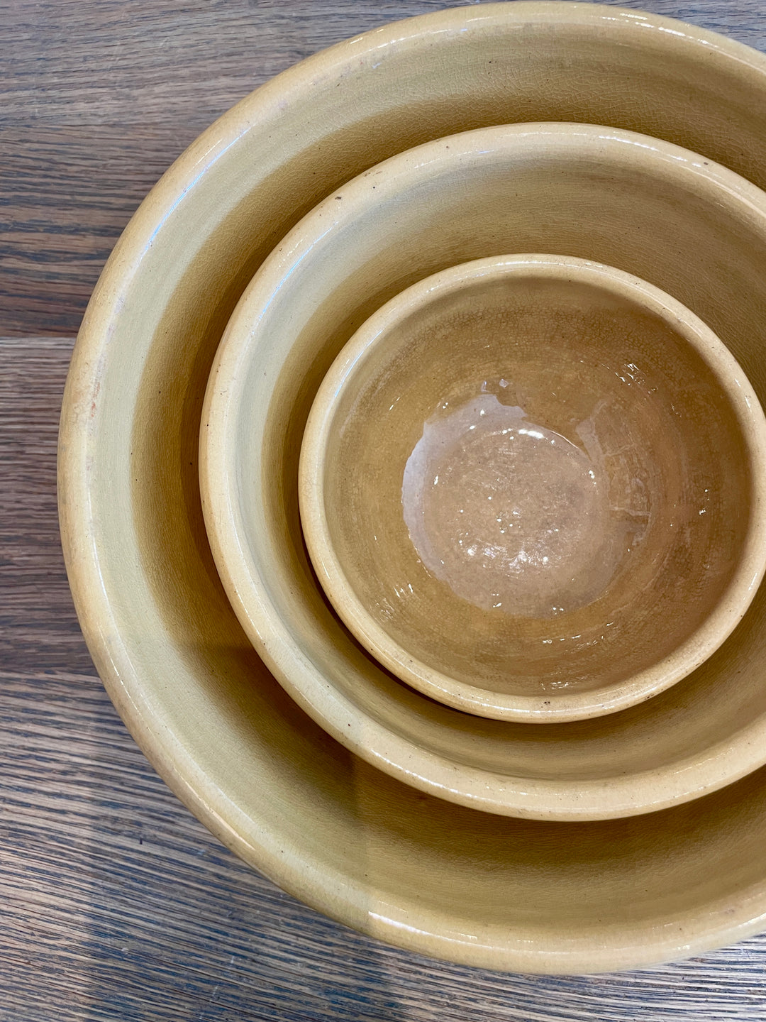 Vintage Yellow Ware Stoneware Bowls | Set of 3