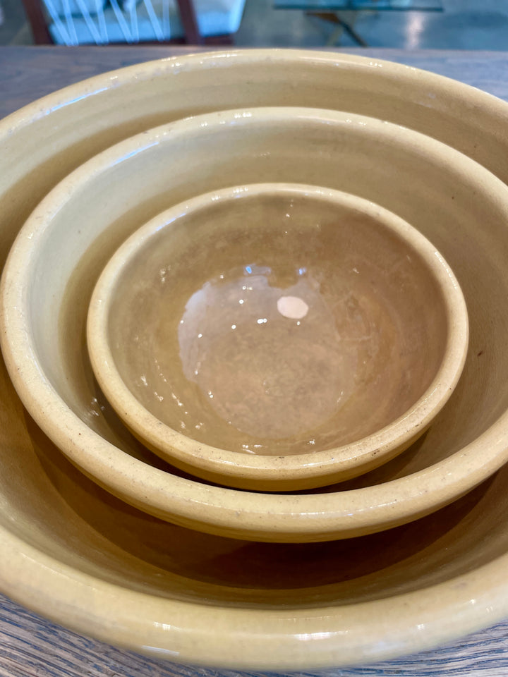 Vintage Yellow Ware Stoneware Bowls | Set of 3