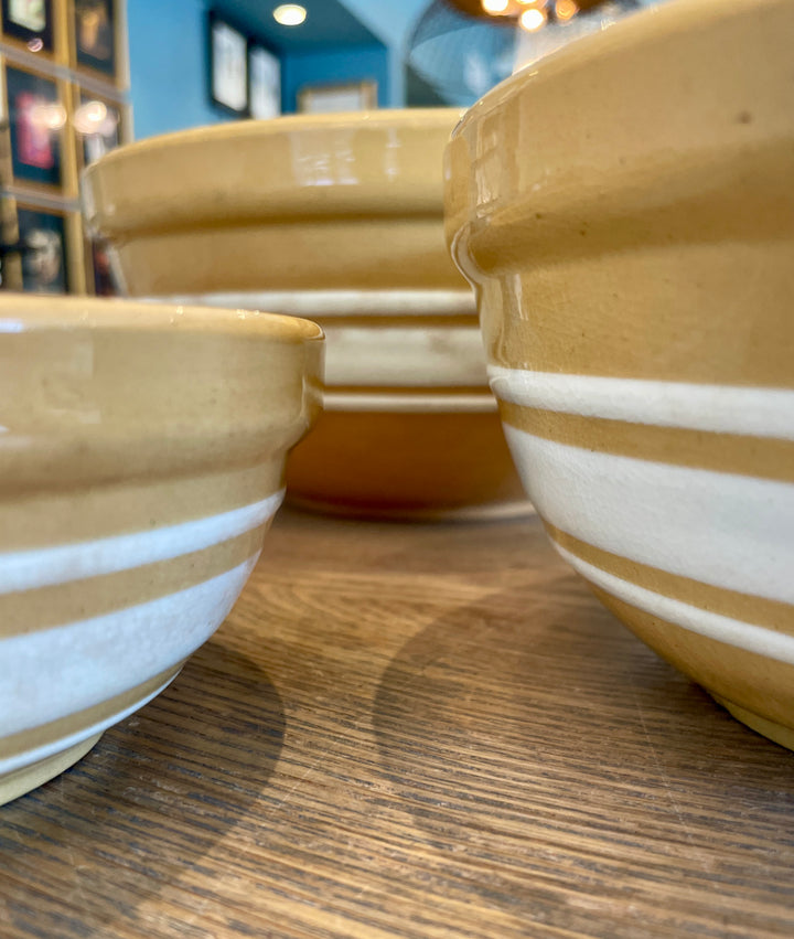 Vintage Yellow Ware Stoneware Bowls | Set of 3