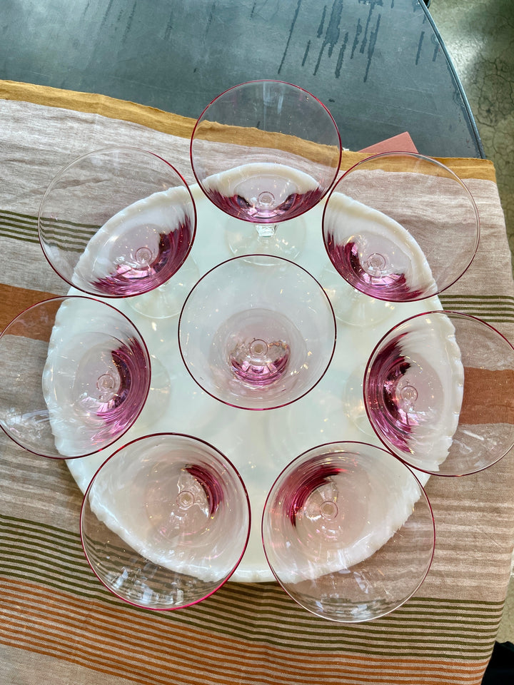 Mid-Century Tiffin-Franciscan Wisteria Pink Wine / Water Glasses | Set of 8