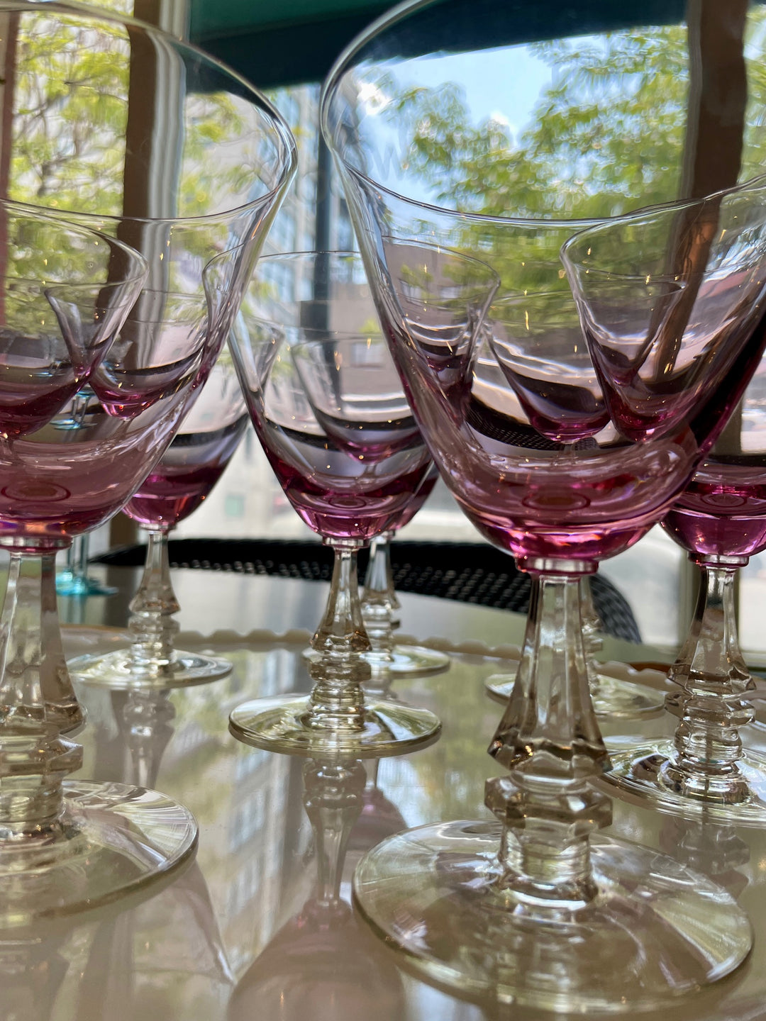 Mid-Century Tiffin-Franciscan Wisteria Pink Wine / Water Glasses | Set of 8
