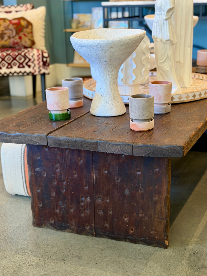 Vintage Rustic Handmade Weathered Pine Coffee Table