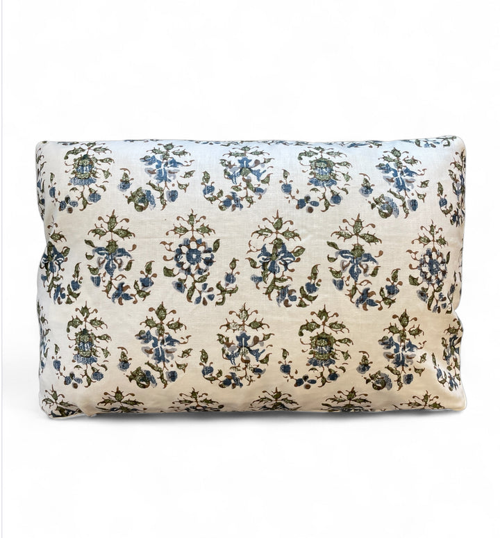Custom 12" x 18" Hand Block Printed Linen Pillow - Sanobar Mayan
