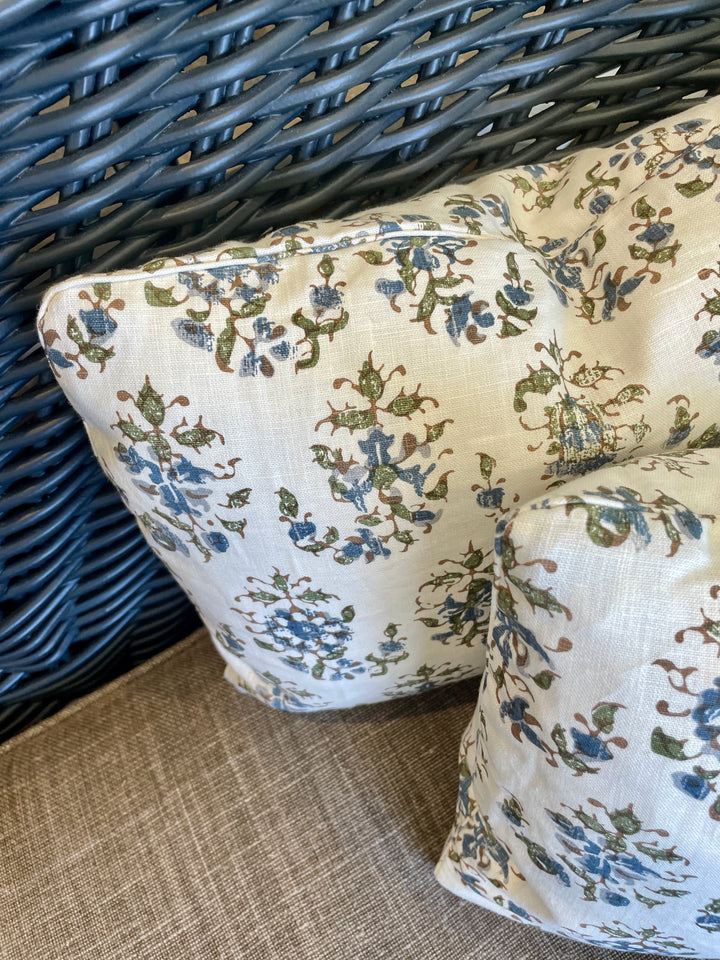 Custom 12" x 18" Hand Block Printed Linen Pillow - Sanobar Mayan