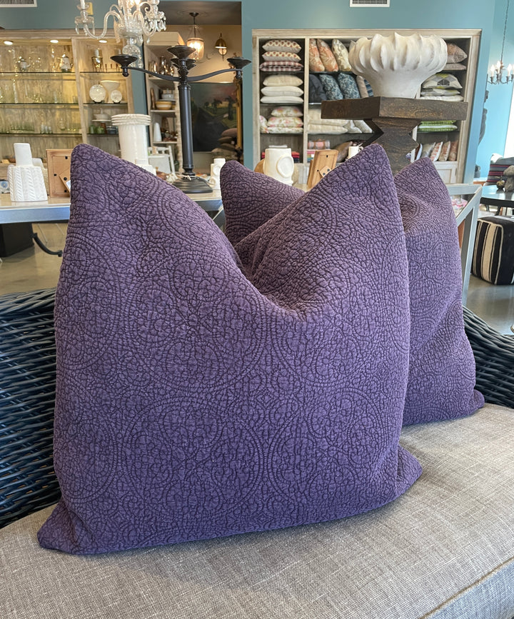 Custom 24" x 24" Pillow made from Purple Cotton Quilted Bed Cover