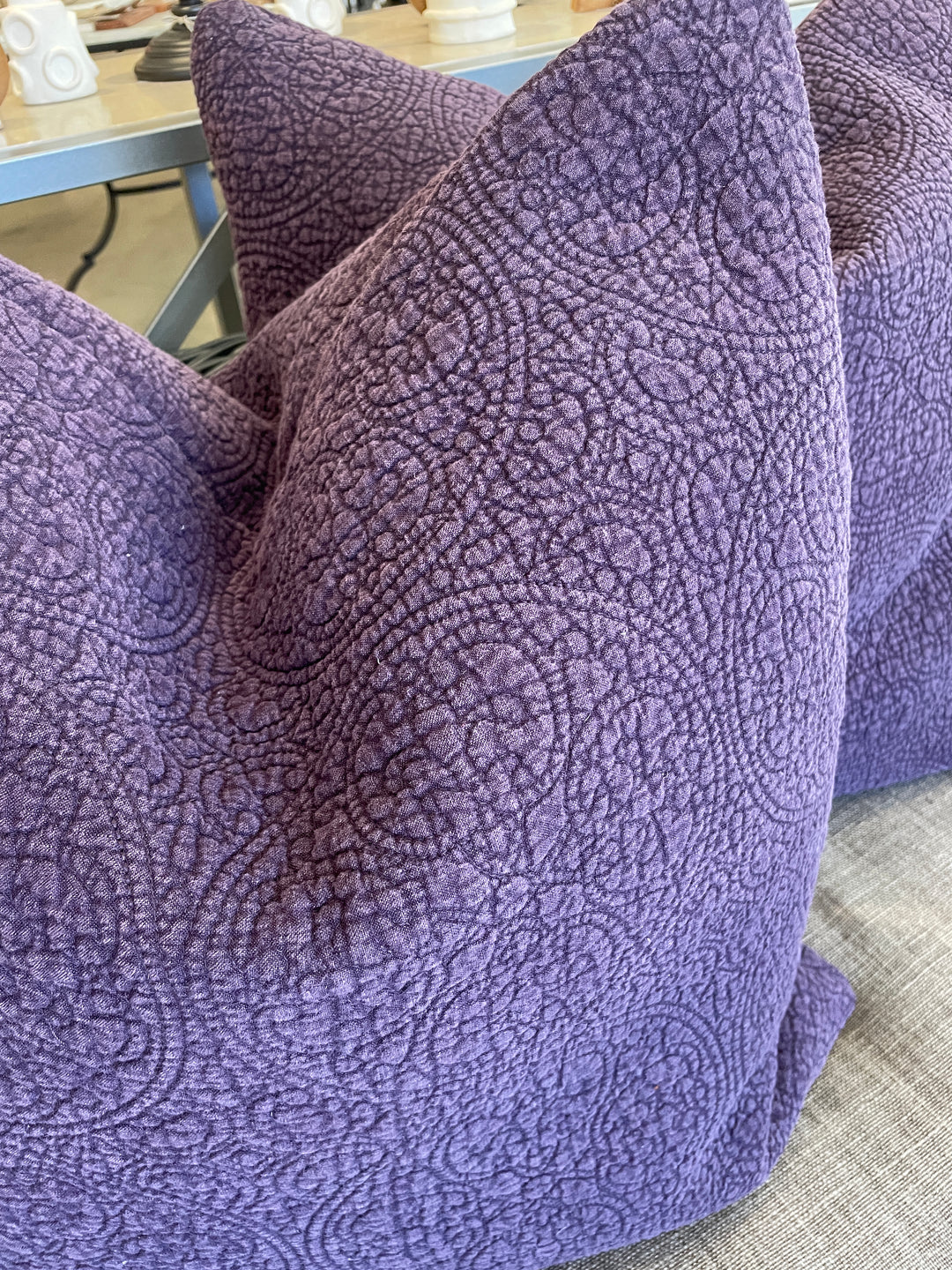 Custom 24" x 24" Pillow made from Purple Cotton Quilted Bed Cover