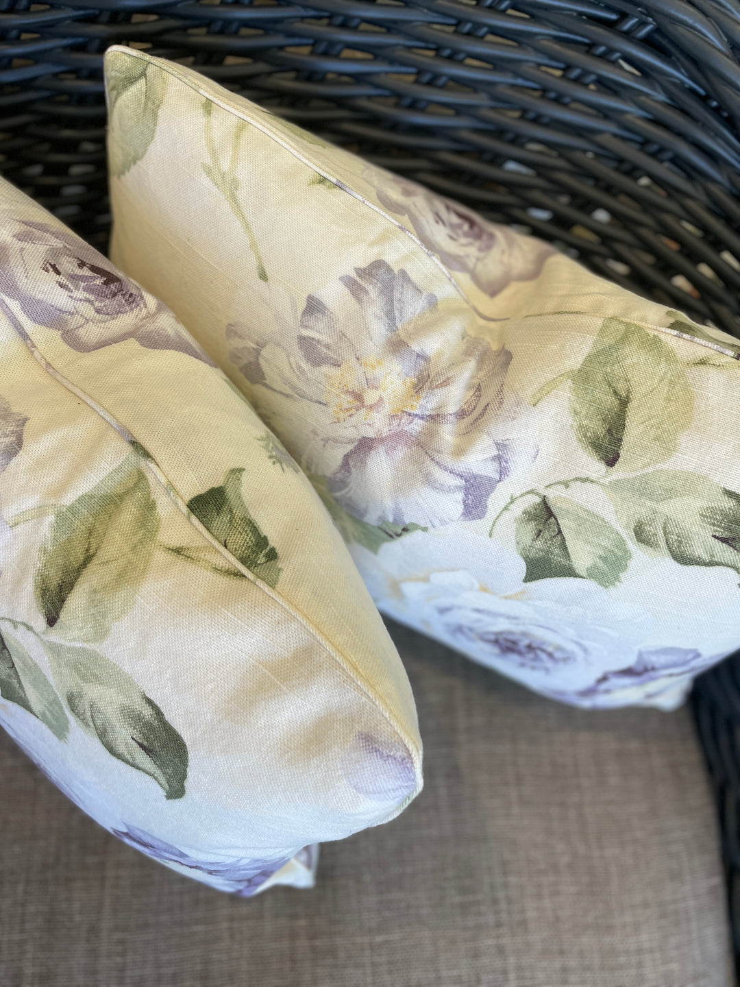 Custom 12" x 18" Pillow made from Vintage Cotton w/Lavender Cabbage Rose Design
