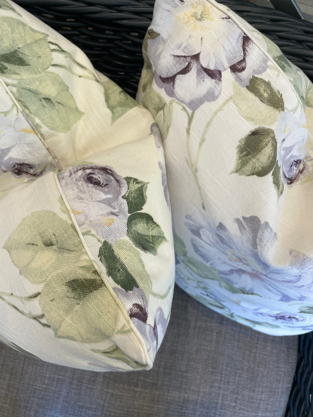 Custom 20" x 20" Pillow made from Vintage Cotton w/Lavender Cabbage Rose Design
