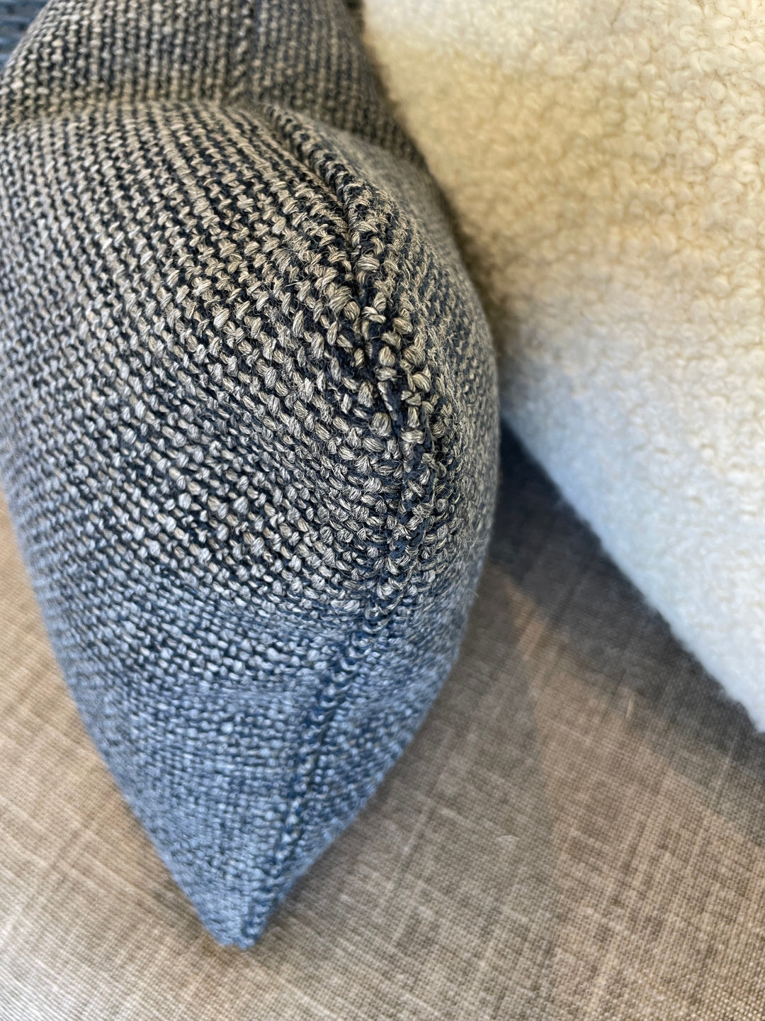 Custom 12" x 18" Pillow made from Cotton, Wool + Linen Navy Fabric