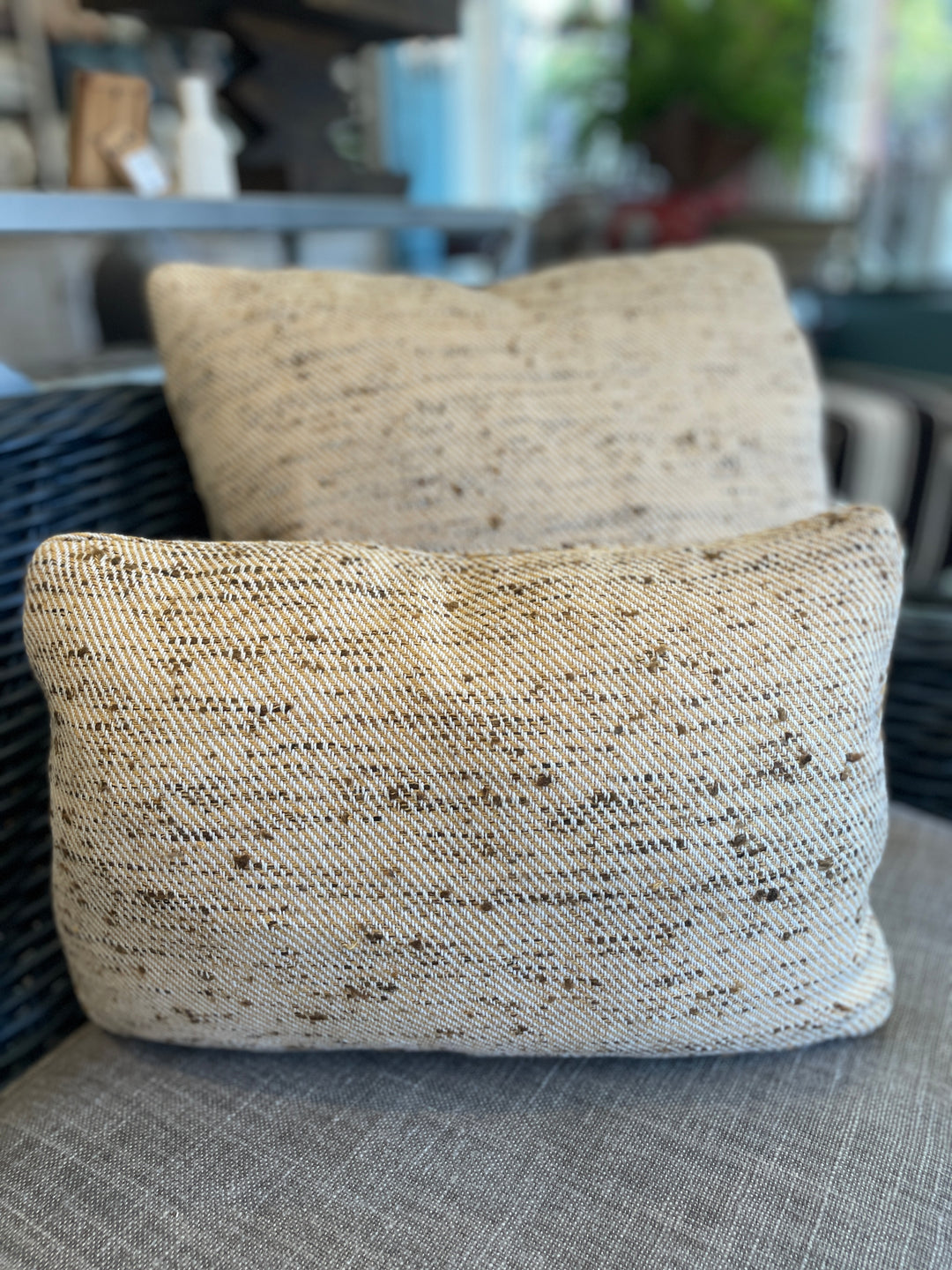 Custom 20" x 20" Pillow made from Designer Nubby Brown/Gold Cotton Fabric