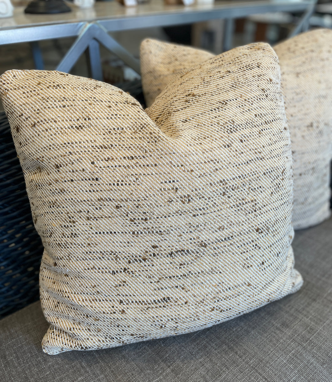 Custom 20" x 20" Pillow made from Designer Nubby Brown/Gold Cotton Fabric