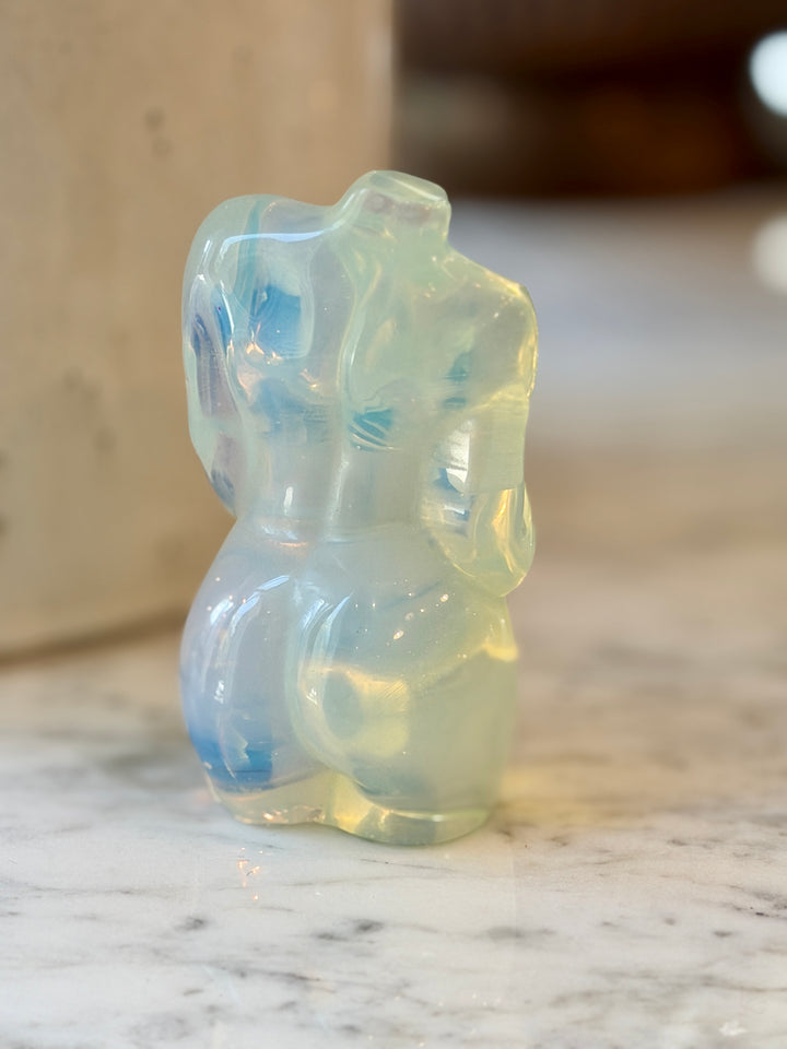 Vintage Small Opaline Glass Sculpture of a Pregnant Woman