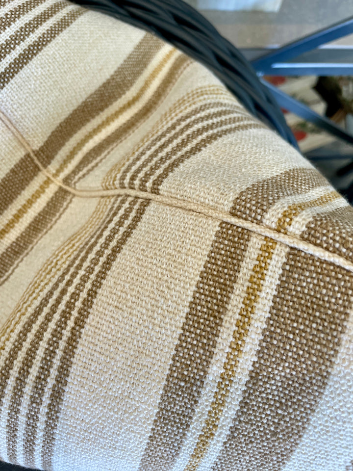 Custom 20" x 20" Pillow made from Honey + Cream Striped Cotton Canvas