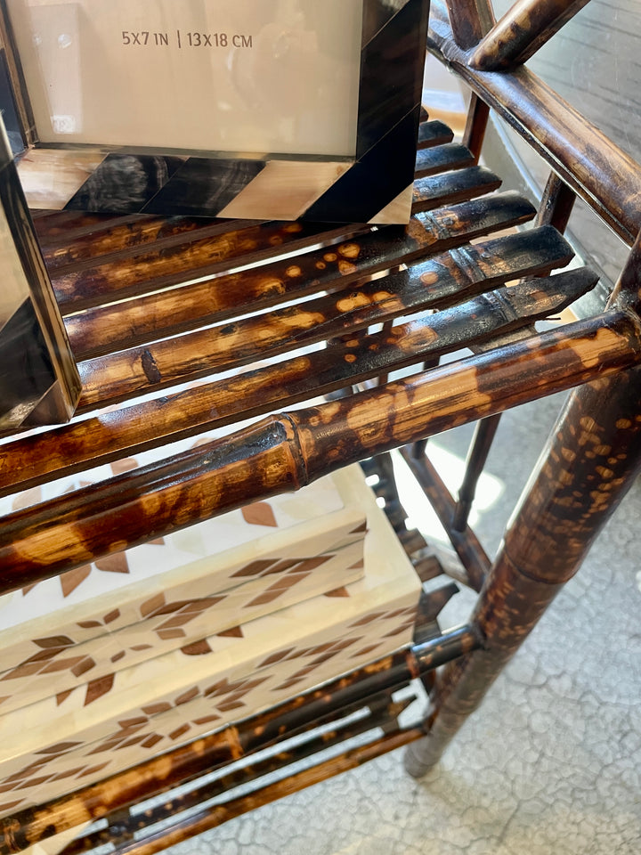 Early 20th Century Tortoiseshell Bamboo Étagère w/ 4 Shelves