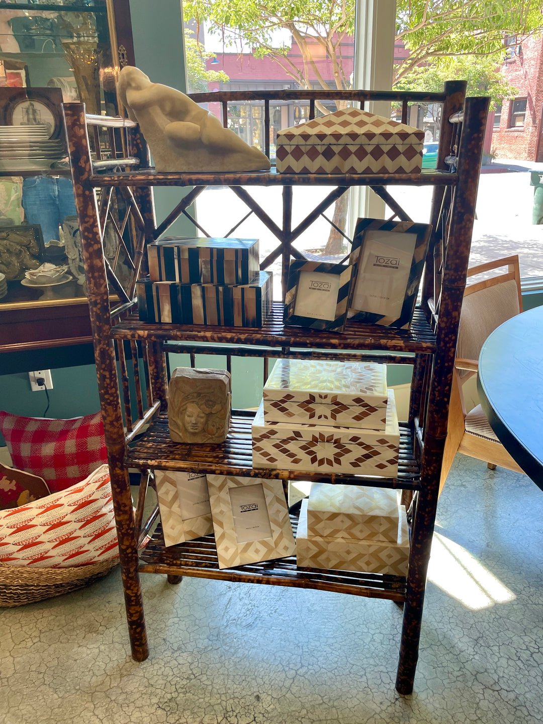 Early 20th Century Tortoiseshell Bamboo Étagère w/ 4 Shelves