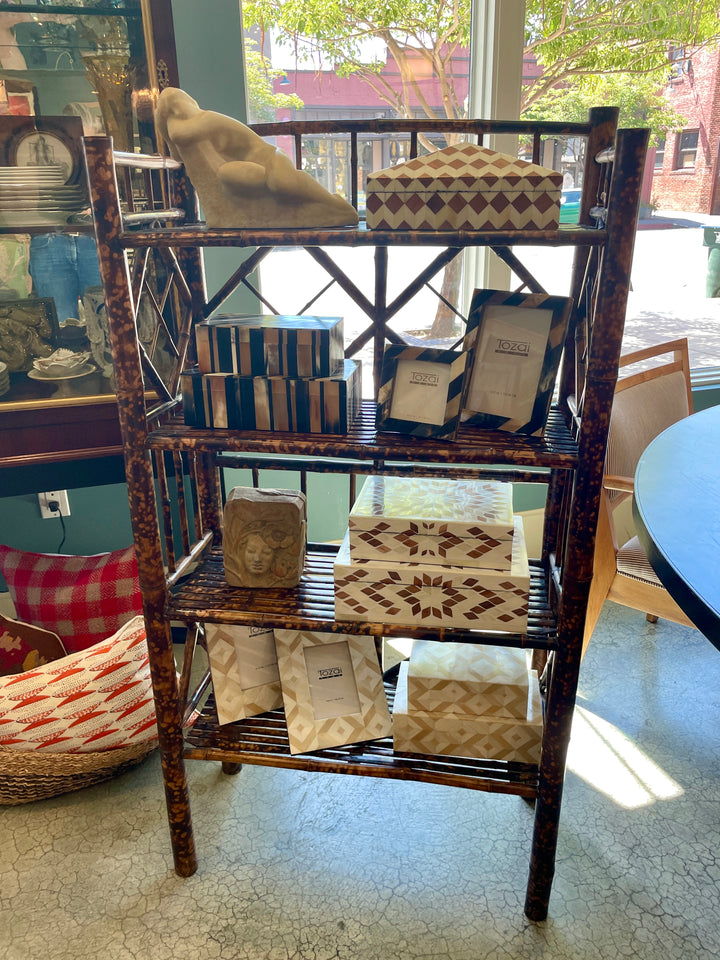 Early 20th Century Tortoiseshell Bamboo Étagère w/ 4 Shelves