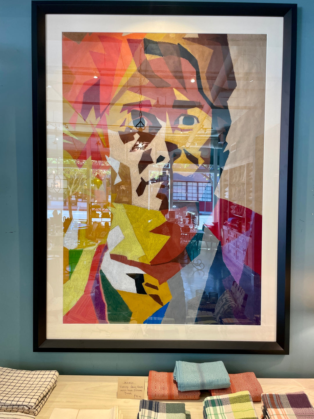 Large Vintage Colored Pastel Drawing, Male Portrait