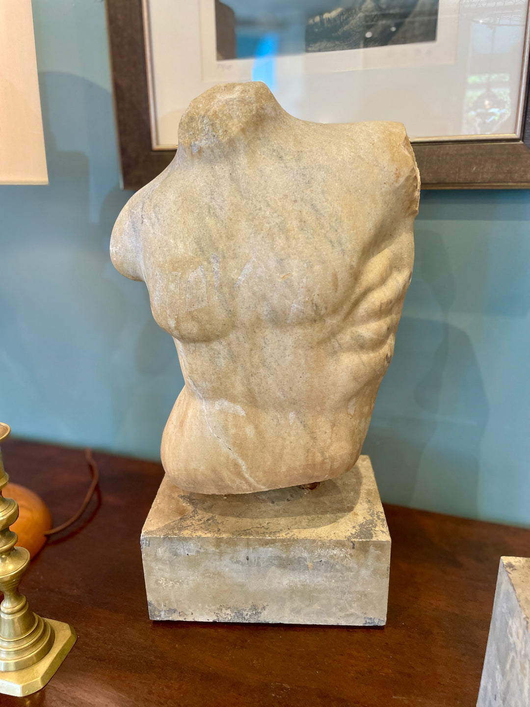 Carved Marble Male Torso