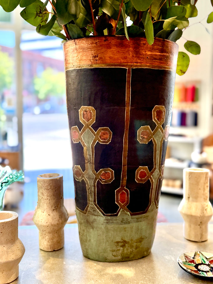 Large Vintage Hand-Painted Pottery Vase, Peru
