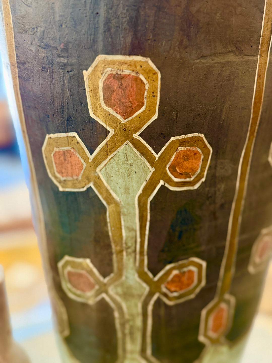 Large Vintage Hand-Painted Pottery Vase, Peru
