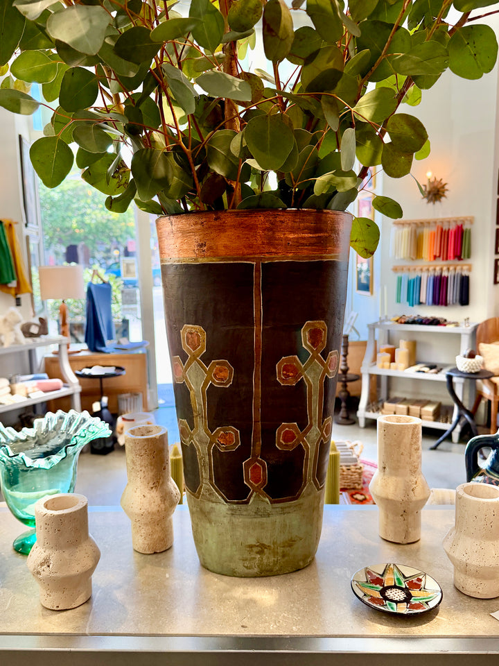 Large Vintage Hand-Painted Pottery Vase, Peru