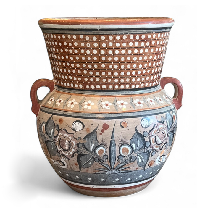 Vintage Large Handmade Folk Art Pottery Urn Vase w/Handles, Mexico