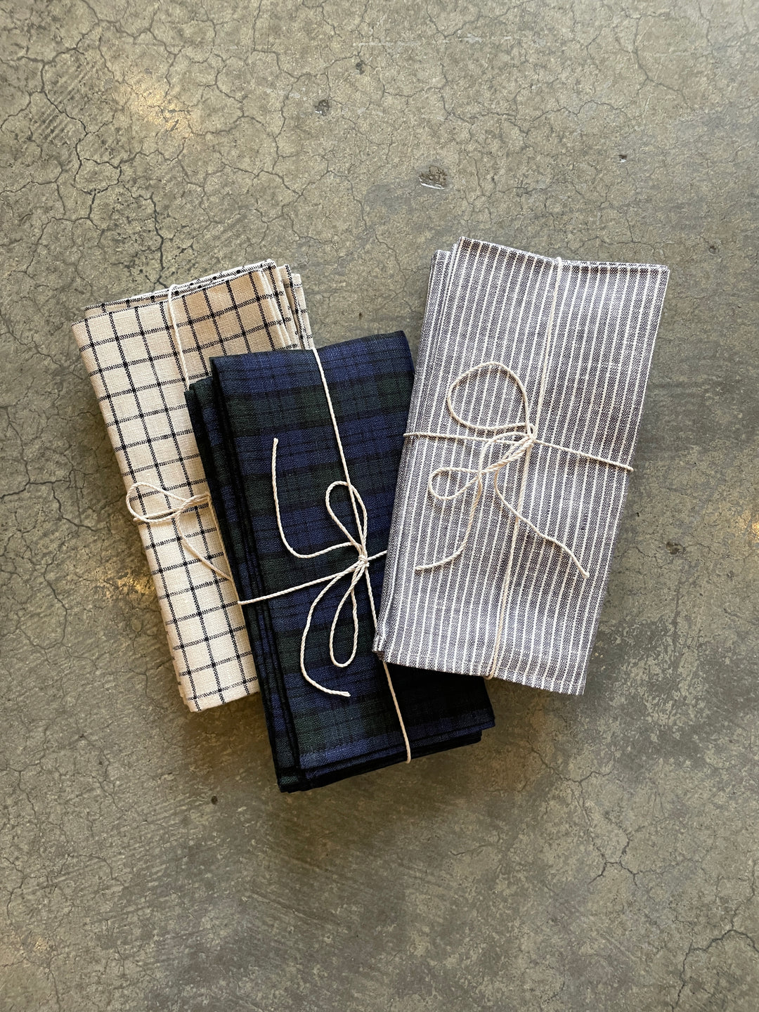 Linen Napkin Grey + White Stripe | Set of 4