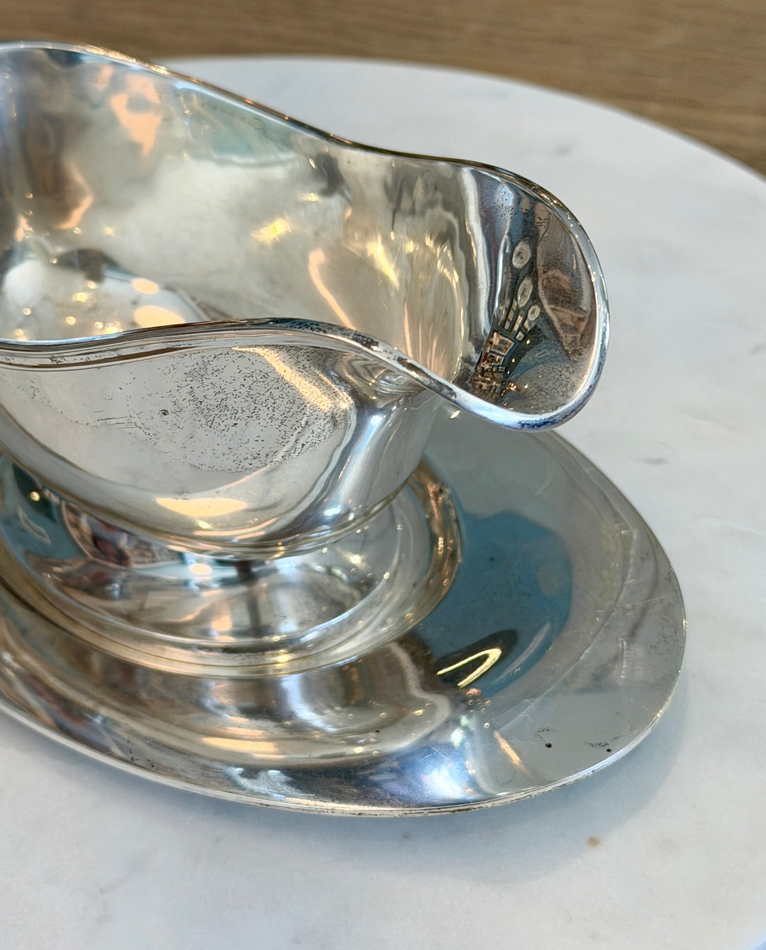 Vintage Sterling Silver Gravy Boat + Tray Set