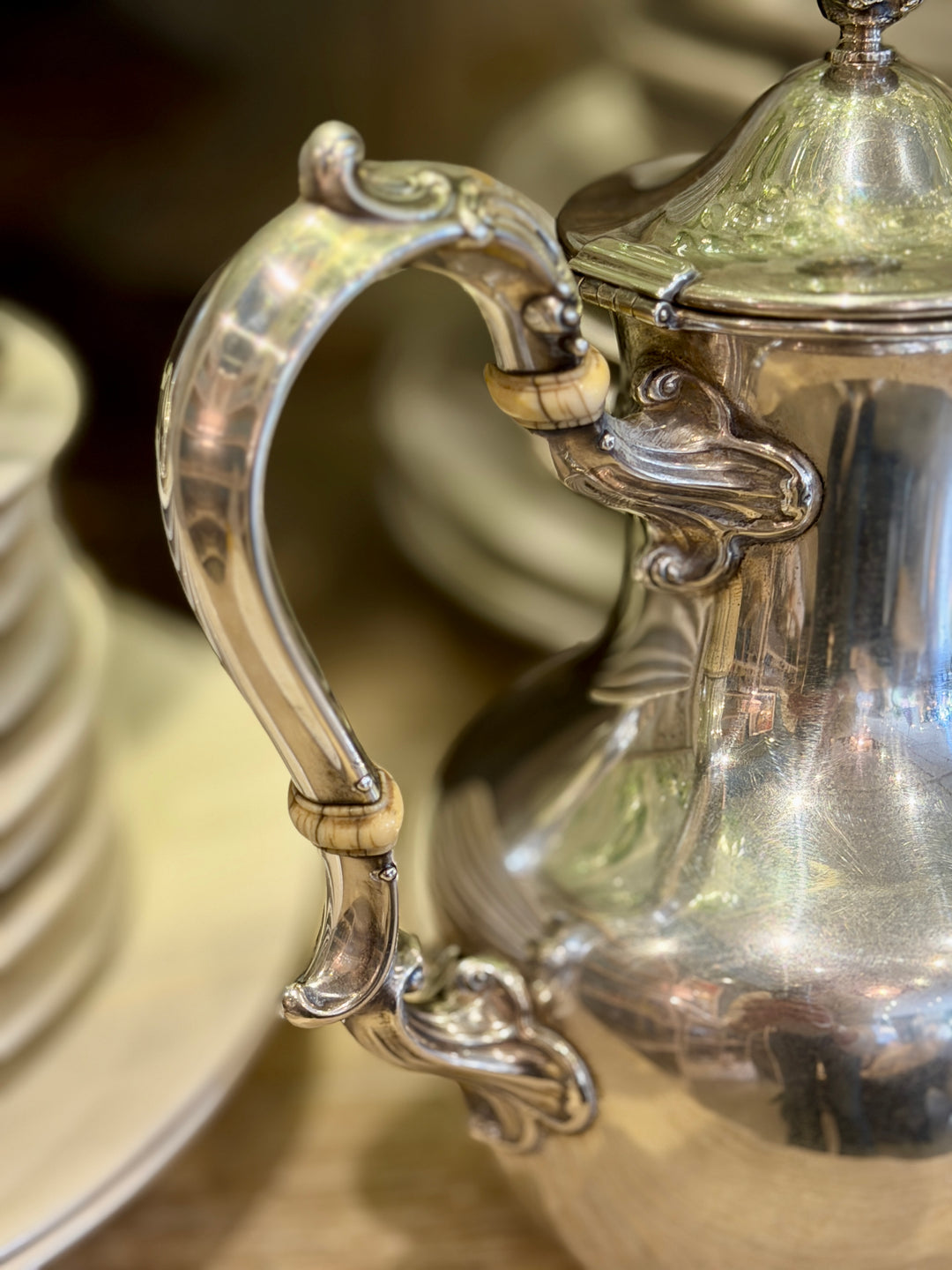 Antique Sterling Silver Small Teapot w/ Decorative Accents