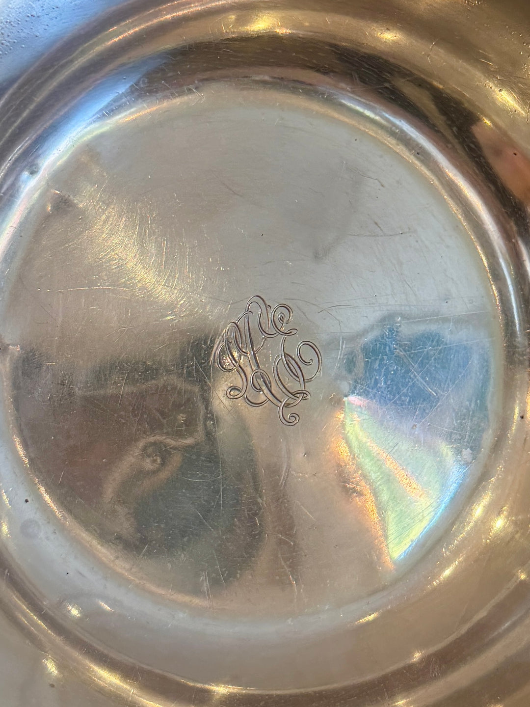 Vintage Sterling Silver Bowl w/ Monogrammed Center
