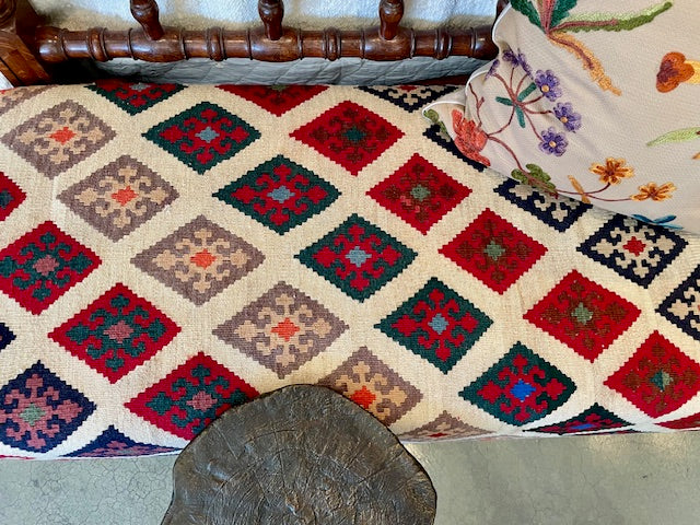 Custom Made Upholstered Bench using a Vintage Persian Shiraz Rug