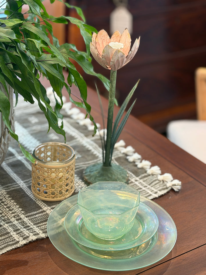 Antique Green Venetian Glass Luncheon Set | Set of 6