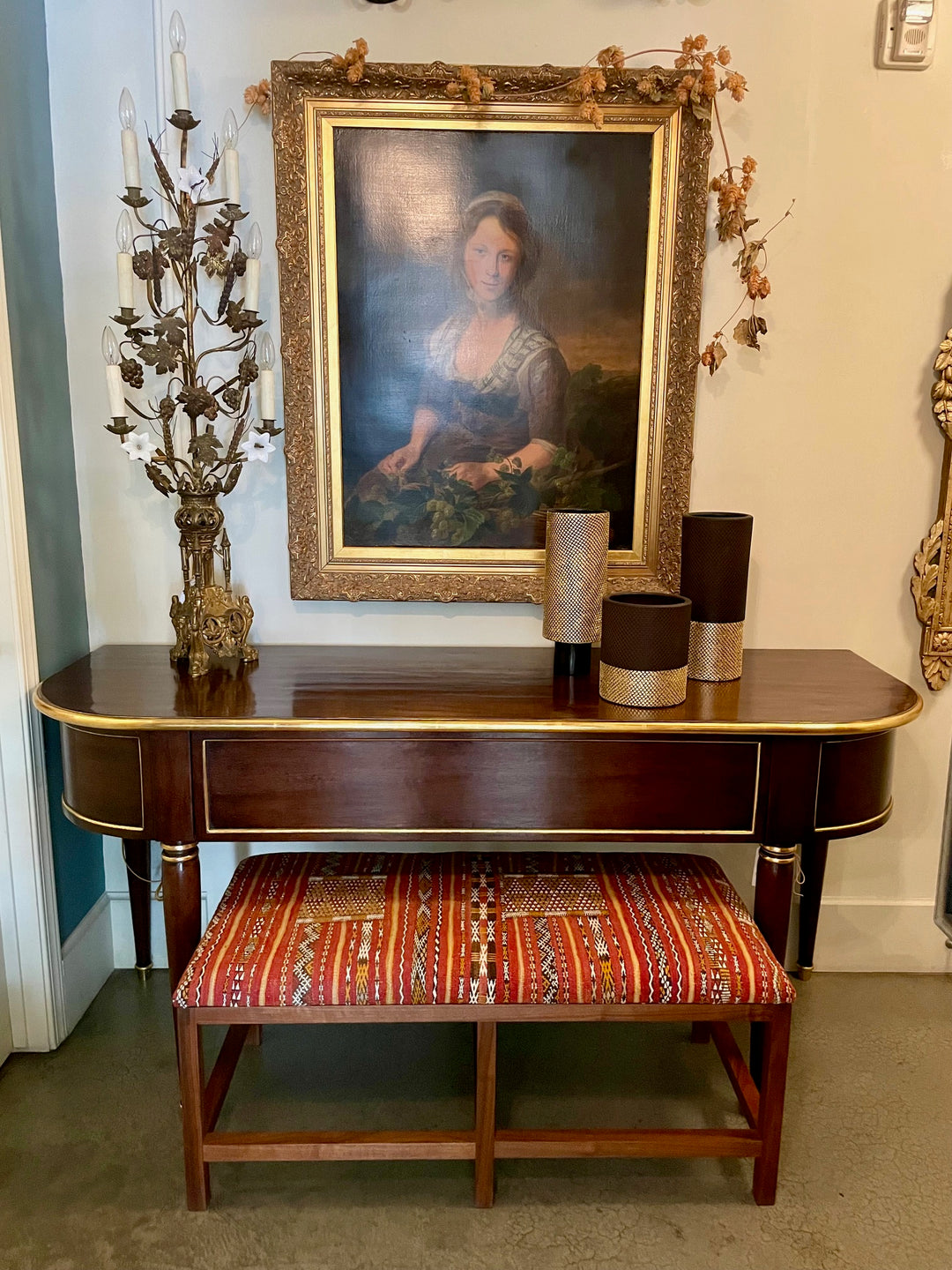 Vintage CustomMade Mahogany Sideboard w/ 22k Detailing