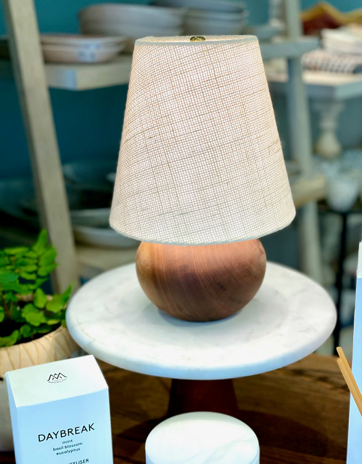 Vintage Small Round 'Ball' Wood Lamp