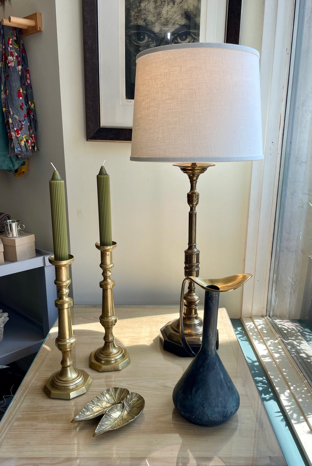 Vintage Tall Brass Candlestick Newly Made into Table Lamp