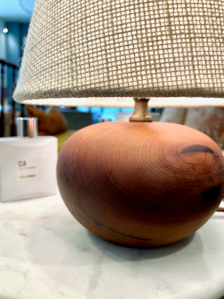 Vintage Small Round 'Ball' Wood Lamp