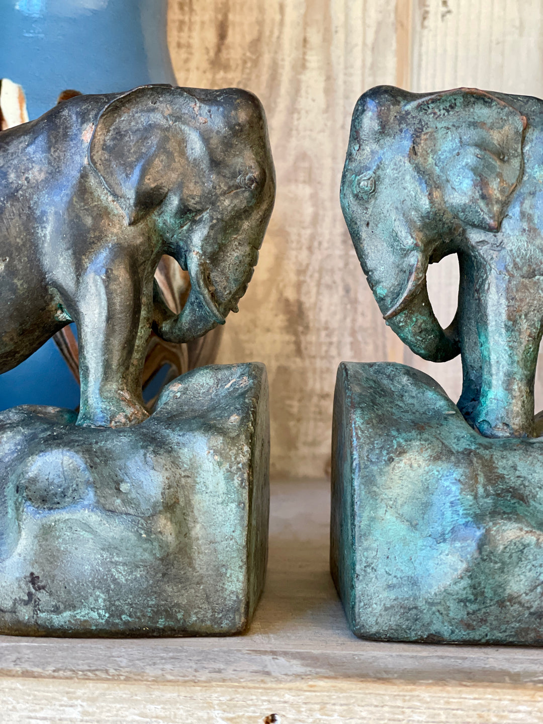 Art Deco Bronze Charging Elephant Bookends, c 1940 | Pair