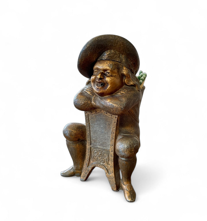 18th Century Cast Iron Match Strike of Man w/Basket