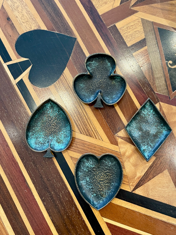 Vintage Bronze Card Suit Dishes | Set of 4