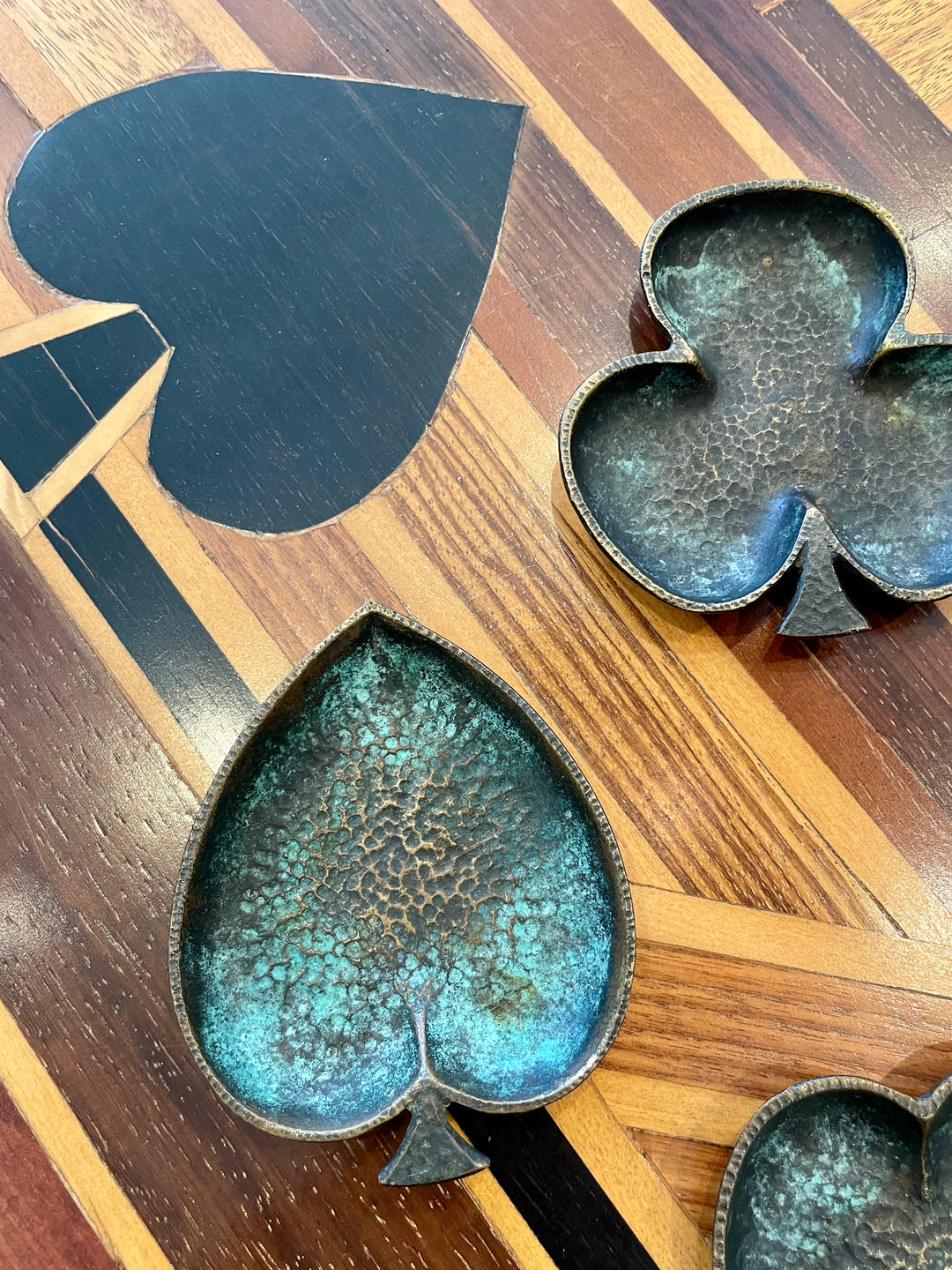 Vintage Bronze Card Suit Dishes | Set of 4