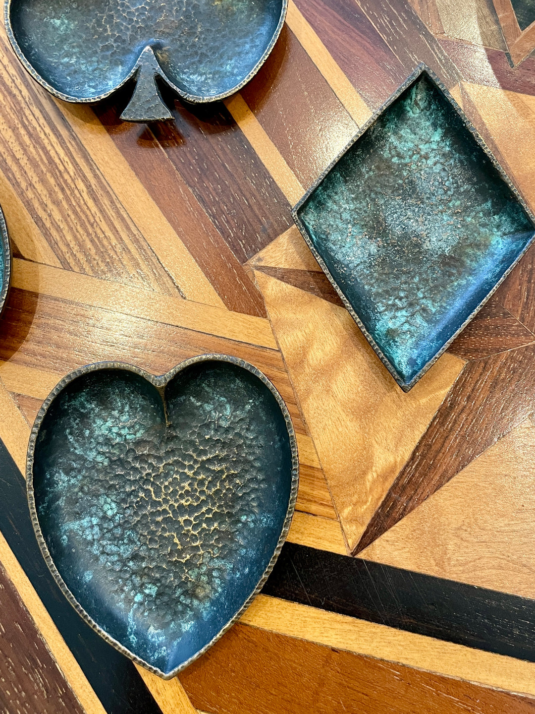 Vintage Bronze Card Suit Dishes | Set of 4