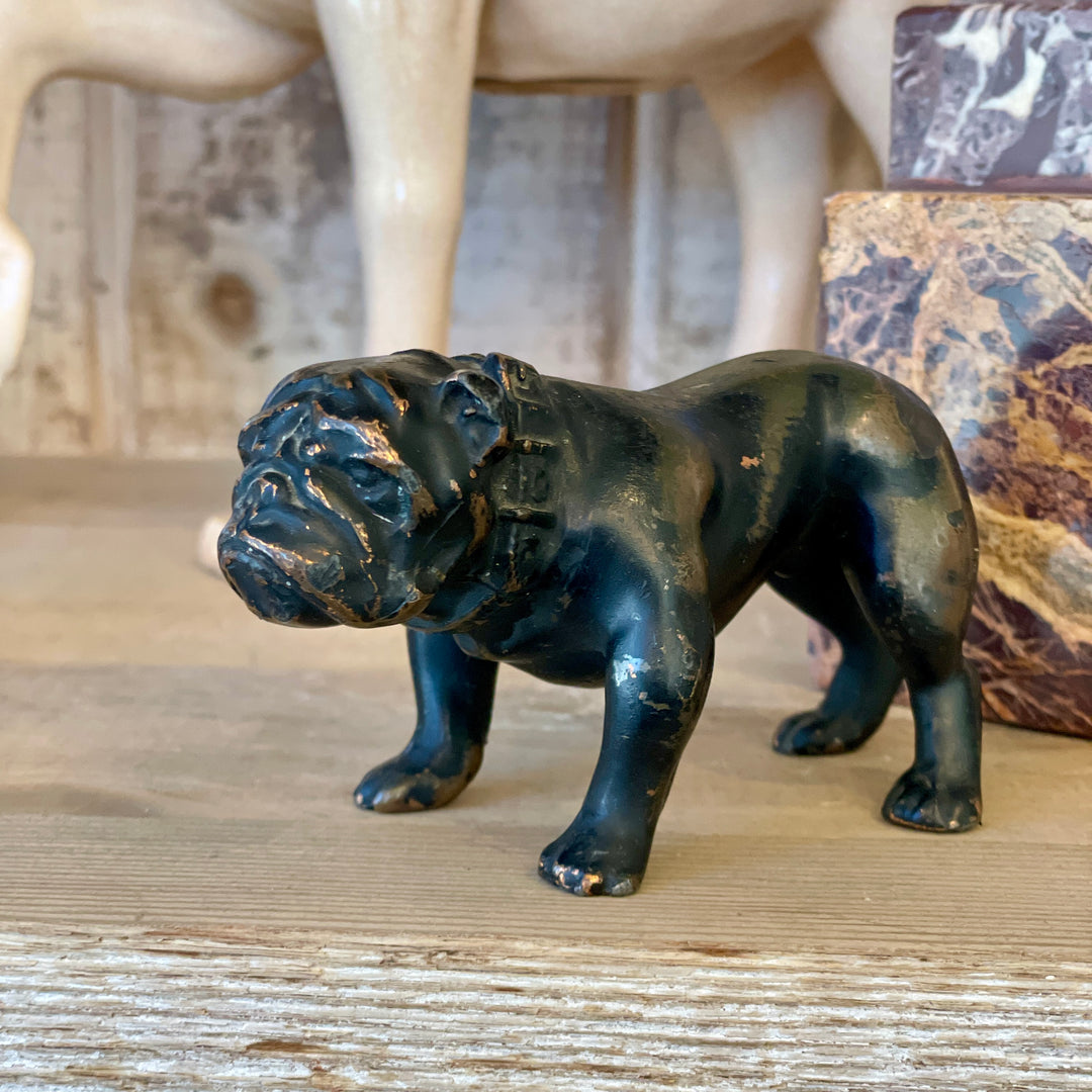 Vintage Sculpted Metal Standing Bulldog