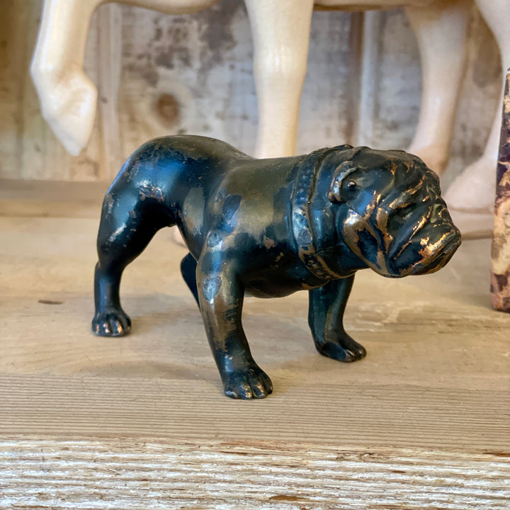 Vintage Sculpted Metal Standing Bulldog