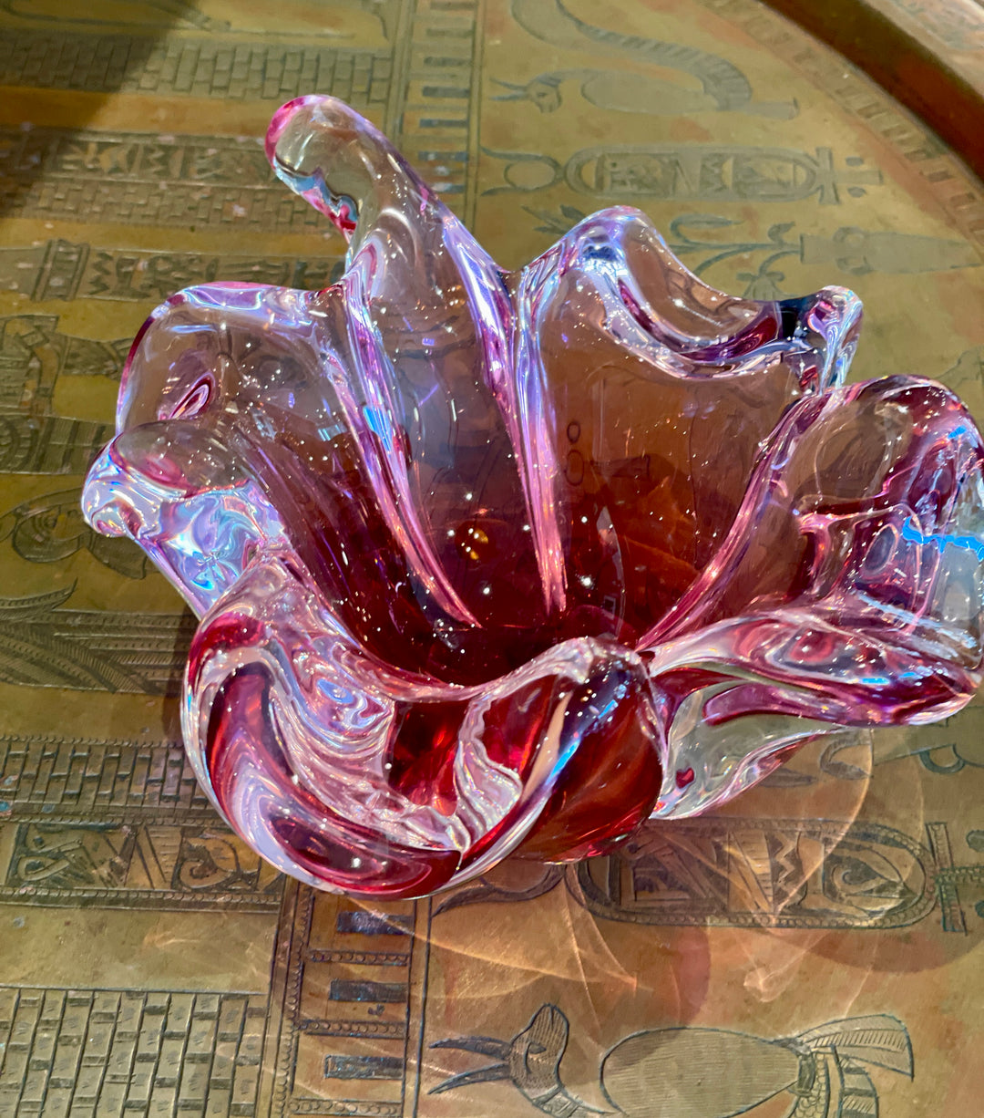 Vintage Murano Glass Candy Dish in Rose