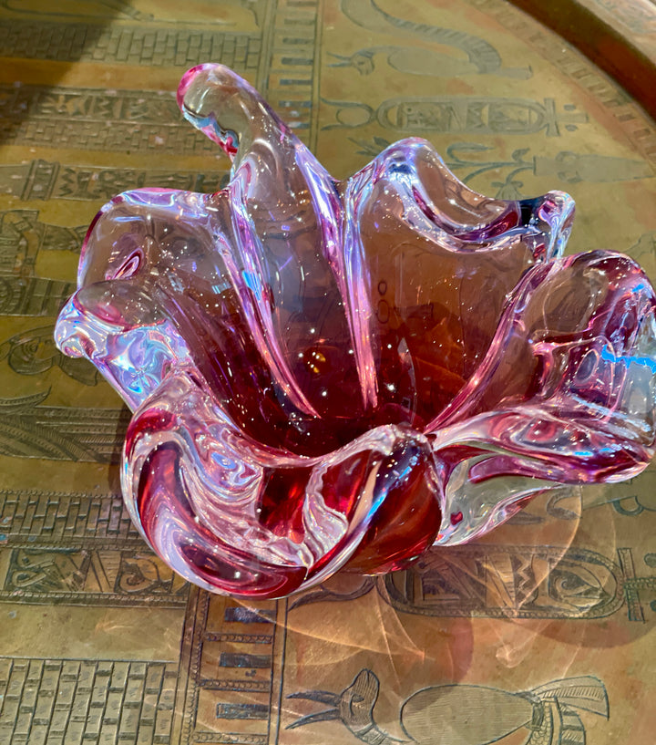 Vintage Murano Glass Candy Dish in Rose