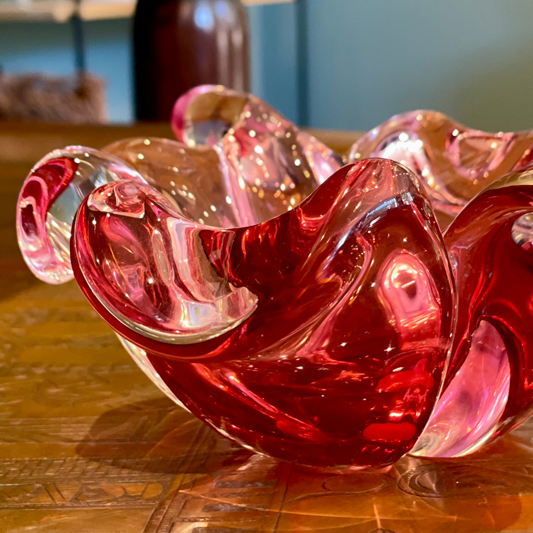 Vintage Murano Glass Candy Dish in Rose