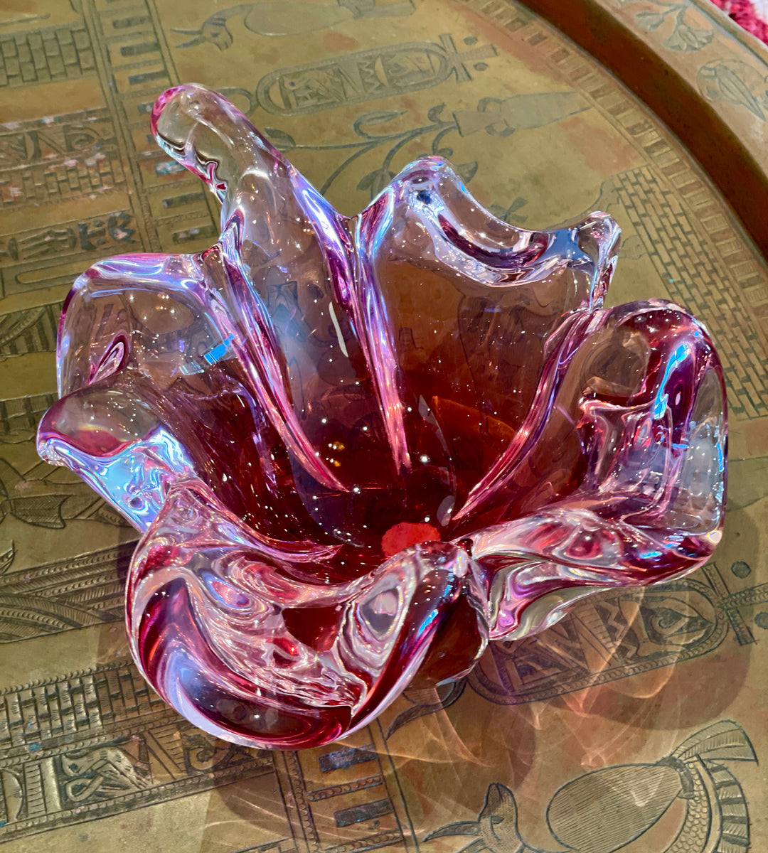 Vintage Murano Glass Candy Dish in Rose