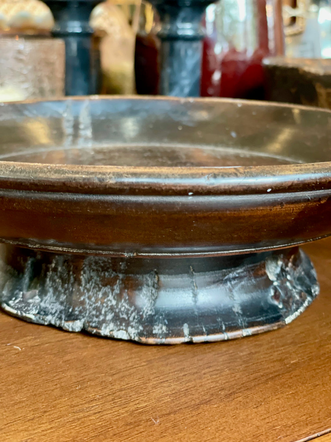 Small Old Footed Teak Dish from Cirebon Area of Northern Java